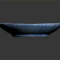 Modern Blue Sculptural Carving With Radial Stripes And Bowl Shaped Textured Design