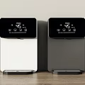 Modern Home Appliances With Digital Display White And Black On Wooden Table
