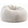 Comfortable Beige Fabric Bean Bag Chair with Soft Classic Round Design
