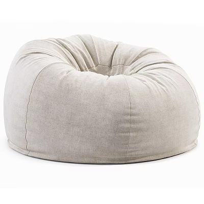 Comfortable Beige Fabric Bean Bag Chair with Soft Classic Round Design 3d model