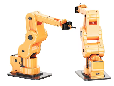 Industrial Equipment Featuring Two Orange Robotic Arms For Automation Manufacturing 3d model