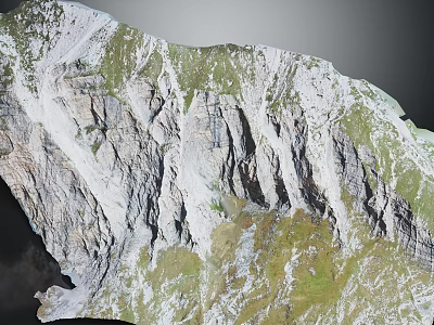 Mountainous Rocky Terrain Featuring Steep Cliffs Green Vegetation And Natural Texture 3d model