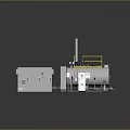 Industrial Stainless Steel Tank System With Control Cabinet Pipes Valves Yellow Guardrail And Exhaust Pipe