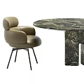 Minotti Dining Table and Chair Combination Dining Table Dining Chair Single Chair Tableware Ornaments 3d model