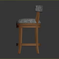 Gray Fabric Upholstered Dining Chair With Wooden Legs And Padded Backrest