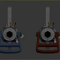 Professional Spray Guns Featuring Blue Red Nozzles Metal Components And Black Handles