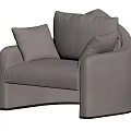 Light Gray Single Sofa With Curved Design And Soft Cushions For Modern Living Room