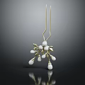 Elegant Golden Hairpin Jewelry Featuring White Beads And Delicate Floral Design