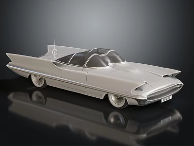 Retro Futuristic Silver Concept Car With Streamlined Design And Transparent Roof 3d model