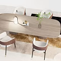 Dining Table Dining Chair Combination Fabric Dining Chair Simple Style Dining Table Dining Chair 3d model