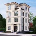 Classic Detached Villa Exterior With Multiple Floors Large Windows And Landscaped Garden