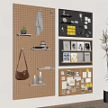 Functional Shoe Cabinet On Perforated Wooden Wall With Shelves Hooks Plants And Decorative Pieces