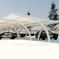 Modern Carport Canopy Design For Parking Lot With Parked Cars And Trees