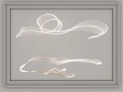 Modern Abstract Chandelier With Artistic Flowing Curves Contemporary Hanging Light Design 3d model