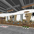 Cozy Café Interior Design With Large Windows Wooden Tables And Green Plants