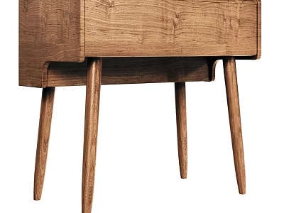 Modern Wooden Vanity With Natural Wood Grain And Slim Legs Design 3d model