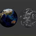 Blue Earth Globe And Transparent Crystal Sphere With Land Ocean Details On Dark Reflective Background