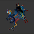 Mythical Winged Dragon With Colorful Wings And Vibrant Blue Yellow Red Scales