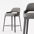 Modern Fabric Upholstered Bar Stools With Backrest And Black Metal Legs