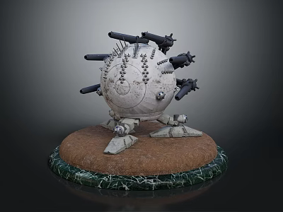 Scenic Spherical Hill With Protruding Rocks On Brown Mountain Base And Green Vegetation Edge 3d model