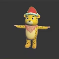 Cute Yellow Spotted Doll with Red Santa Hat White Beard and Outstretched Arms