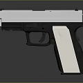 XDS Pistol Silver Black Design with Magazine on Dark Display Background