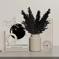 Minimalist Decorative Ornament Set With Vase Dried Pampas Grass Mirror Books And Clock