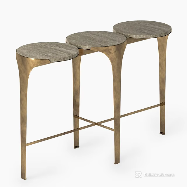 Modern Dining Bar Stools With Wooden Round Tops And Golden Metal Legs 3d model 