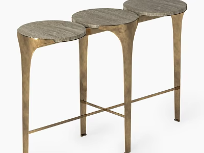 Modern Dining Bar Stools With Wooden Round Tops And Golden Metal Legs 3d model