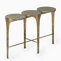 Modern Dining Bar Stools With Wooden Round Tops And Golden Metal Legs