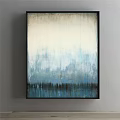 Abstract Painting With Blue White Tones Layered Texture And Wall Art Design