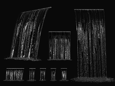 Modern Waterfall Wall Architectural Feature With Multi Layer Decorative Design Elements 3d model