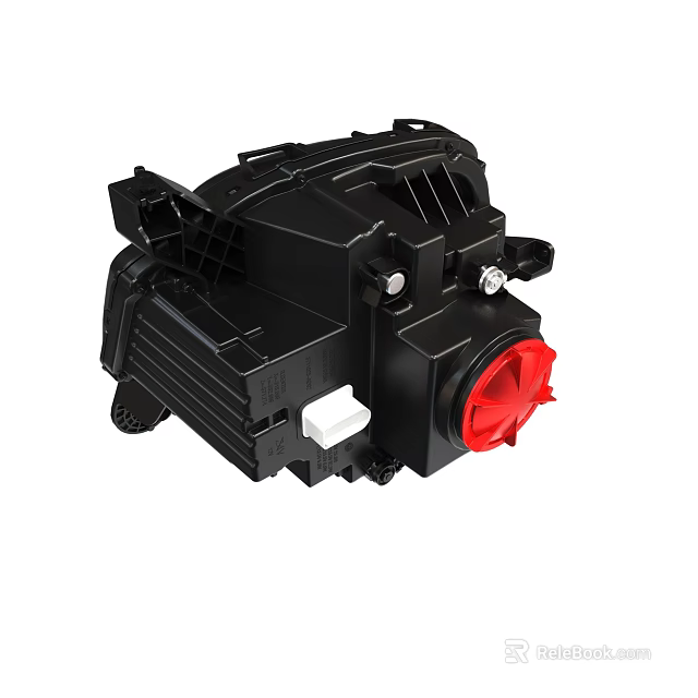 Black Mechanical Part With Red Control Knob And Industrial Design Elements 3d model 