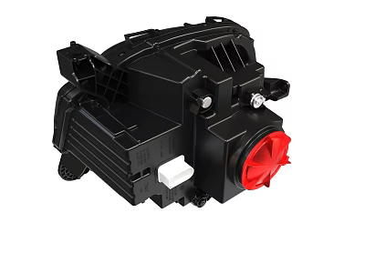 Black Mechanical Part With Red Control Knob And Industrial Design Elements 3d model