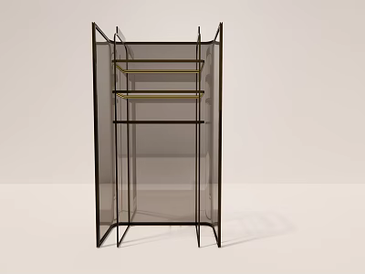 Modern Multi Tier Wine Rack With Black Metal Frame And Clear Glass Shelves 3d model