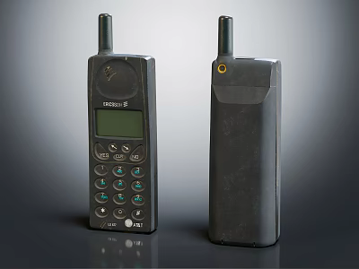 Vintage Ericsson Mobile Phones With Antenna Keypad Screen And Retro Design 3d model