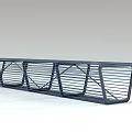 Modern Metal Outdoor Bench With Slatted Design And Side Console 3d model