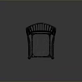 Modern Metal Single Chair With Armrest And Slatted Backrest On Reflective Floor