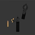 Tactical Black Pistols With Ammunition And Detailed Metal Design Structure