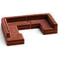 Brown L Shaped Sectional Sofa With Comfortable Velvet Upholstery And Spacious Seating
