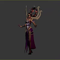 Elegant Woman In Purple Outfit With Golden Decorations Flowing Ribbons And Ornate Headdress