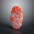 Red And White Textured Natural Stone Decor Piece With Oval Shape Design