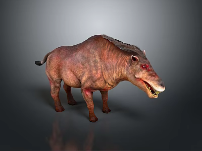 3D Rendered Wild Boar With Rough Skin Red Eyes And Open Mouth 3d model