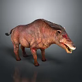 3D Rendered Wild Boar With Rough Skin Red Eyes And Open Mouth