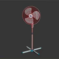 Modern Pedestal Air Cooler Fan With Blue Stand Transparent Blades And Brand Logo