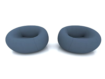 Modern Blue Round Fabric Single Sofa Two Piece Minimalist Living Room Furniture 3d model