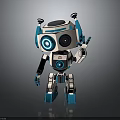 White And Blue Robot Character With Antennas Round Eyes And Waving Mechanical Arm