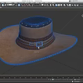 Brown Leather Wide Brimmed Hat With Black Top And Stitching Details