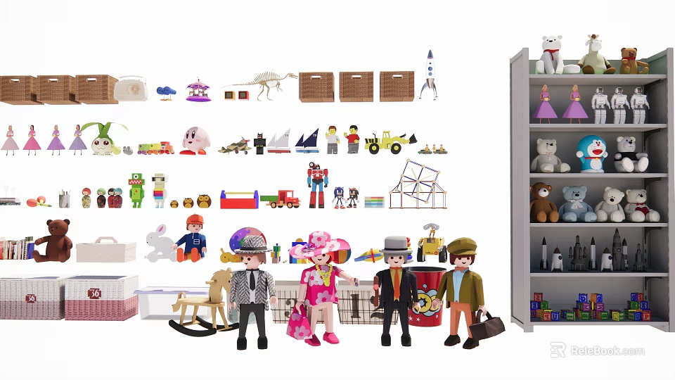 Various Style Dolls and Assorted Toys Collection with Different Characters and Designs 3d model 