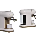 Stylish Retro White And Brown SMEG Coffee Makers As Modern Kitchen Appliances